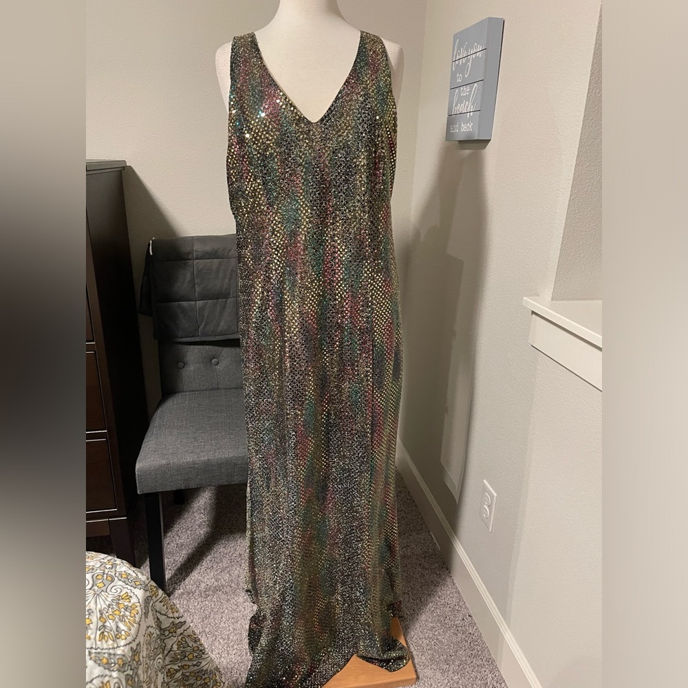 Very elegant formal long dress with scarf, handmade, worn ones